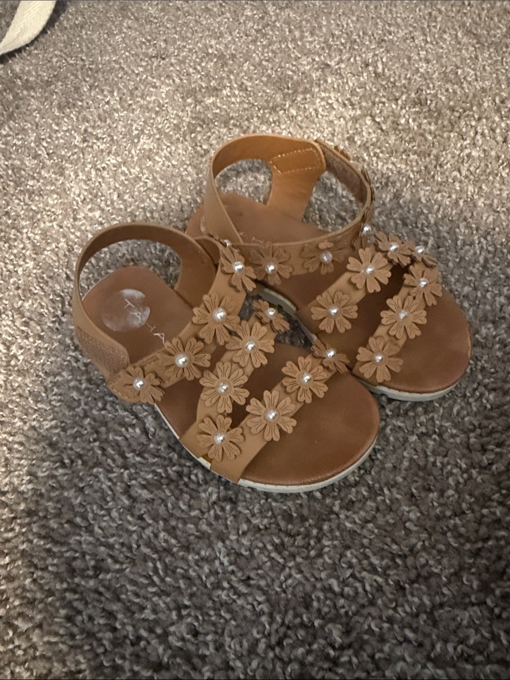 Girls' Brown Tahari Floral Strap Sandals